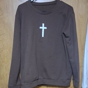 Brown Sweatshirt with White Cross